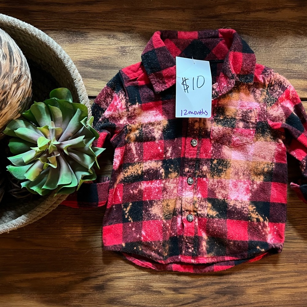 Plaid Kids Shirt - Red and Black